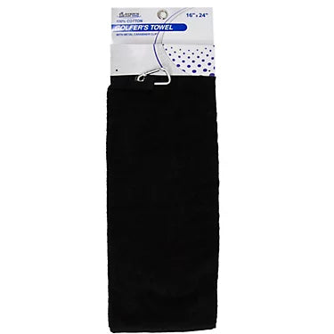 Toalla de golf player Gear Jumbo Negra con clip 16 x 24